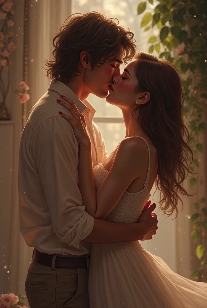 they are kissing each other in front of a house, kissing together cutely, kissing together, kissing couple, kissing, passionate, adorable kiss, kissing each other, tumblr, couple pose, kissing, lovely couple, romantic! !!, they are in love, kisses are spells without words, Gyula Marton Kiss (Kimagu), couple