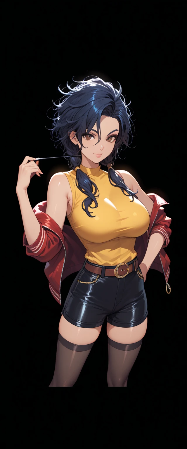 (tampo da mesa, Mais alta qualidade, high resolution, , Pixel Perfeito, 4K,), 1 garota, Solteiro, sozinho, linda mulher、Eu pude ver todo o corpo、 ((cabelo meio ondulado, franja, Cabelo castanho)), ((olhos castanhos, beautiful eyelashes, realista eyes)), ((rosto detalhado, corar:1.2)), ((textura lisa:0.75, realista texture:0.65, realista:1.1, Estilo CG de anime)), medium breasts, dynamic angle, corpo perfeito, ((, Beige sleeveless sweater with turtleneck、Saia jeans justa、meias pretas、lindo colar、brincos、Abra bem as duas pernas、ajoelhe-se)), olhar para cima、shy smile、sit on the stairs of the university campus、Angle from below、enfatizar o peito、、pink lace panties are visible、