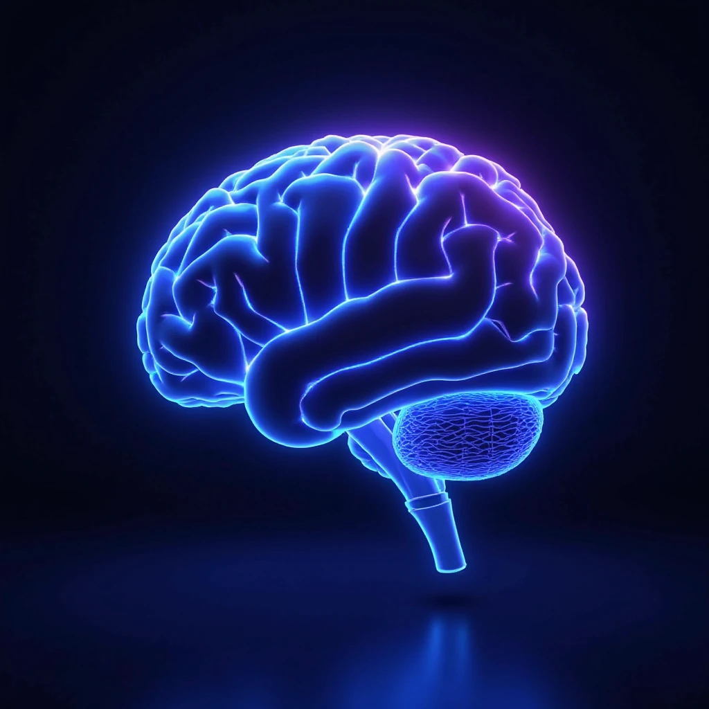 Colorful neon brain seen from above
