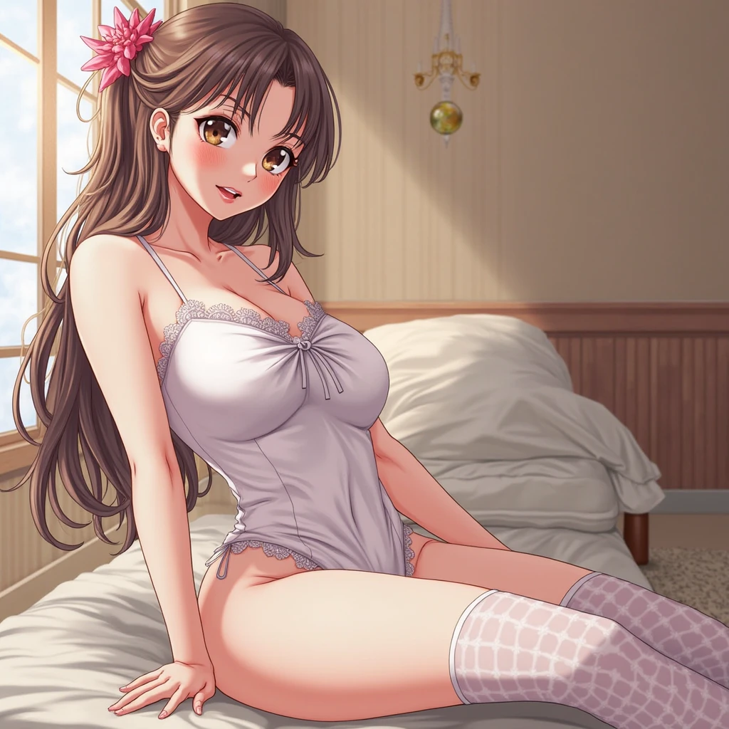 A beautiful girl taking a break on a sofa, home interior, inside the house, highest quality, masterpiece, ((1 girl:1.5)), (glossy lips, (smile:1.3)), (blush:1.3), turquoise blouse, white skirt, ((fun!!)), (Big rounds breasts), Dark brown hair, (Long sleeve), Kamimei, look at me, ((in house:1.5)), Taking a break from watching the audience, ((spread legs:1.5)),, (Highly detailed pink striped panties:1.3), (Highly detailed panties:1.3), ((Panties fully exposed:1.5), Aqua eyes, long hair, wavy hair, Glowing Eyes, wide shot, panorama, atmospheric perspective, Wide-Angle, 85mm, Sony FE, 8k, super detail, UHD, retina, masterpiece, accurate, anatomically correct, textured skin, highres, best quality, 16k