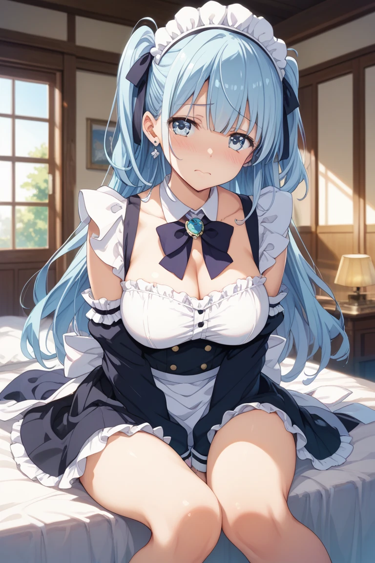hair ornament, white dress, blue bowtie, cleavage cutout, blue ribbon, arm ribbon, short dress, white gloves, (masterpiece:1.3), (High resolution), (8K), (very detailed), (4k), (pixiv), perfect face, beautiful eyes and face, (最high quality), (Super detailed), detailed face and eyes, black pantyhose,pubic hair,黄色いPeeを漏らす裸の女の子,1 girl,alone,spread your legs, embarrassing, blush,黄色いPee, (sweating:1.4),spread your legs,1 girl, (alone), rough skin, confused, High resolution, use_fast_no_frozen_style, use_fast_no_frozen_style, twin tails, very long hair, high quality, 1 girl, nude, Pee, squat, touch the vagina