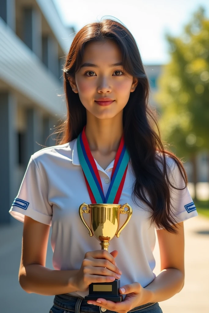 (photorealism:1.2), asian beautiful woman,wearing green baseball cap and green t-shirt, greetings, no background, full body, wearing gold medal with red and white line