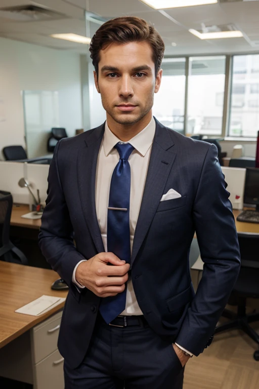 Hot guy in a suit without beard and a huge dick in hot guy employee mouth showing dick and sucking it