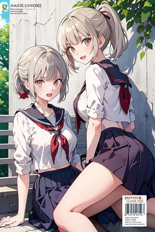 kancolle,1young_teen_girls、loli、brown_hair、short_ponytail, long_bangs、blue_midriff_baring_sailor_uniform、mini_skirt、short_sleeve、thighthighs、big_tits, sleepy, Sorrisos、open_mouth、dynamic_pose, childlike_posing ,harbor,dock_background、spread_legs、happiness、NSFW、short_gloves, (wet:1.4),transparent,covered_nipples, covered_crotch, under_tits, sweat, bare_thighs, large_ass, covered_anal, back_view,torn_clothes