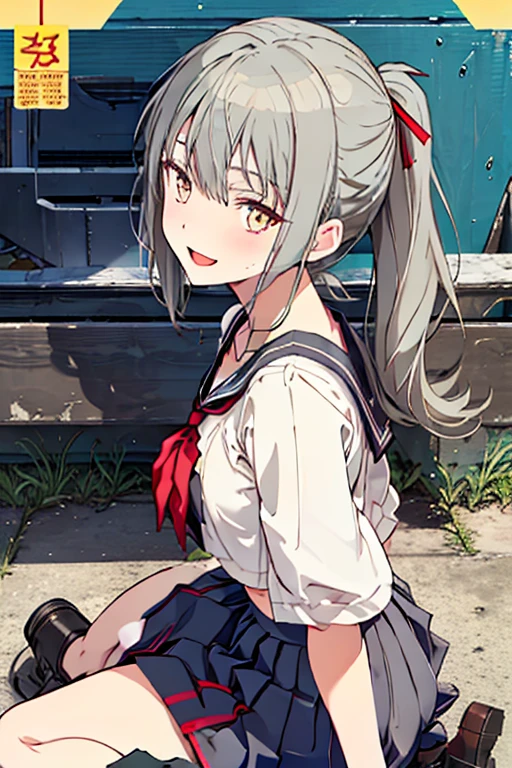 High school girl half naked, Skirt folded up, uniform, Panty shots, Lucky lewdness