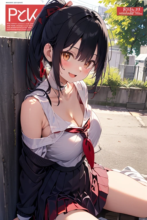 highest quality,wonderful,finely,extremely detailed CG Unity 8K wallpaper, (1 girl, black hair,twin tails, clothed),(huge breasts:1.1),(santa bikini:1.3), (zettai ryouiki:1.4)