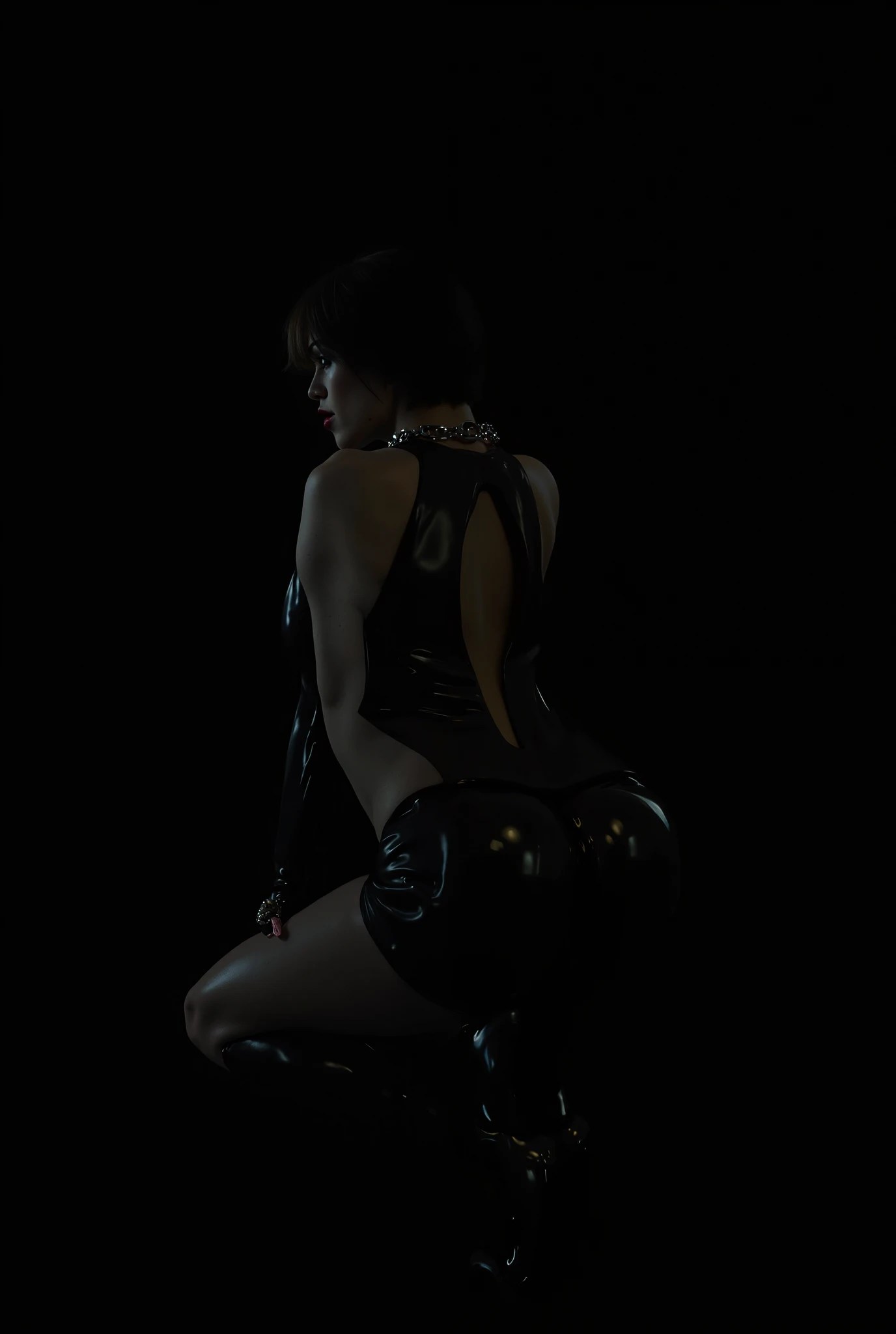 Sexy buttocks completely leaking naked,Black haircut head girl,