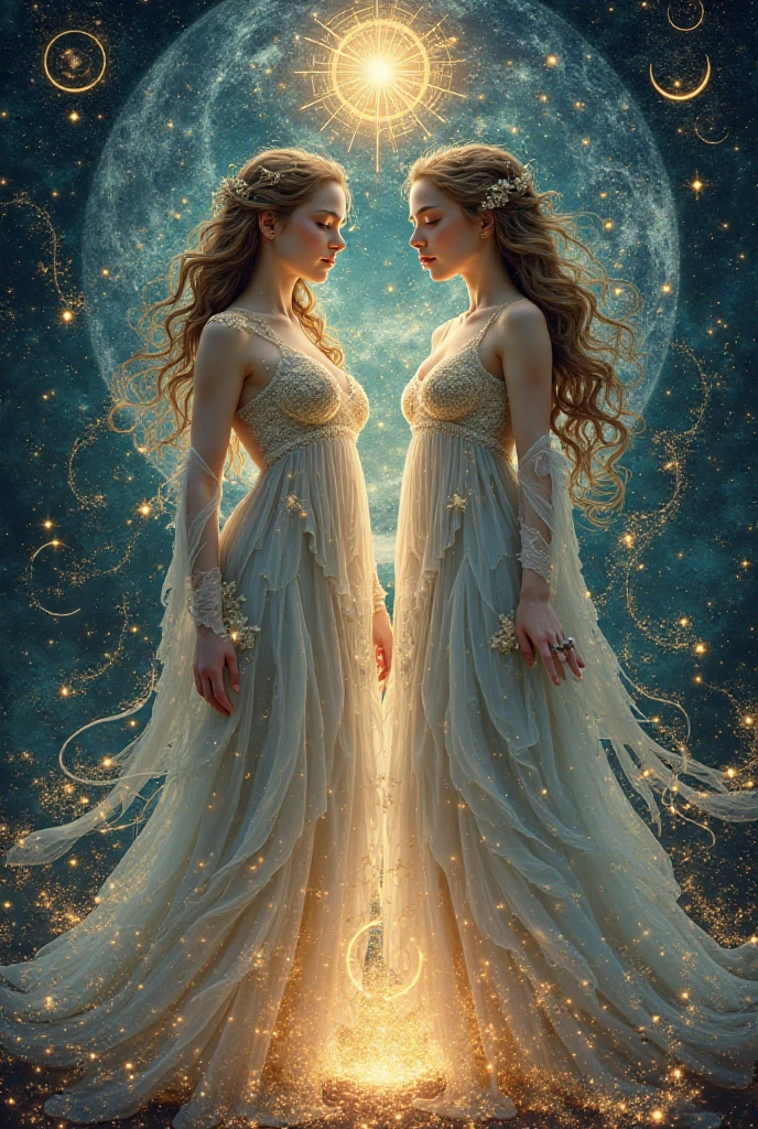 Gemini the twins and virgo the young girl zodiac depiction