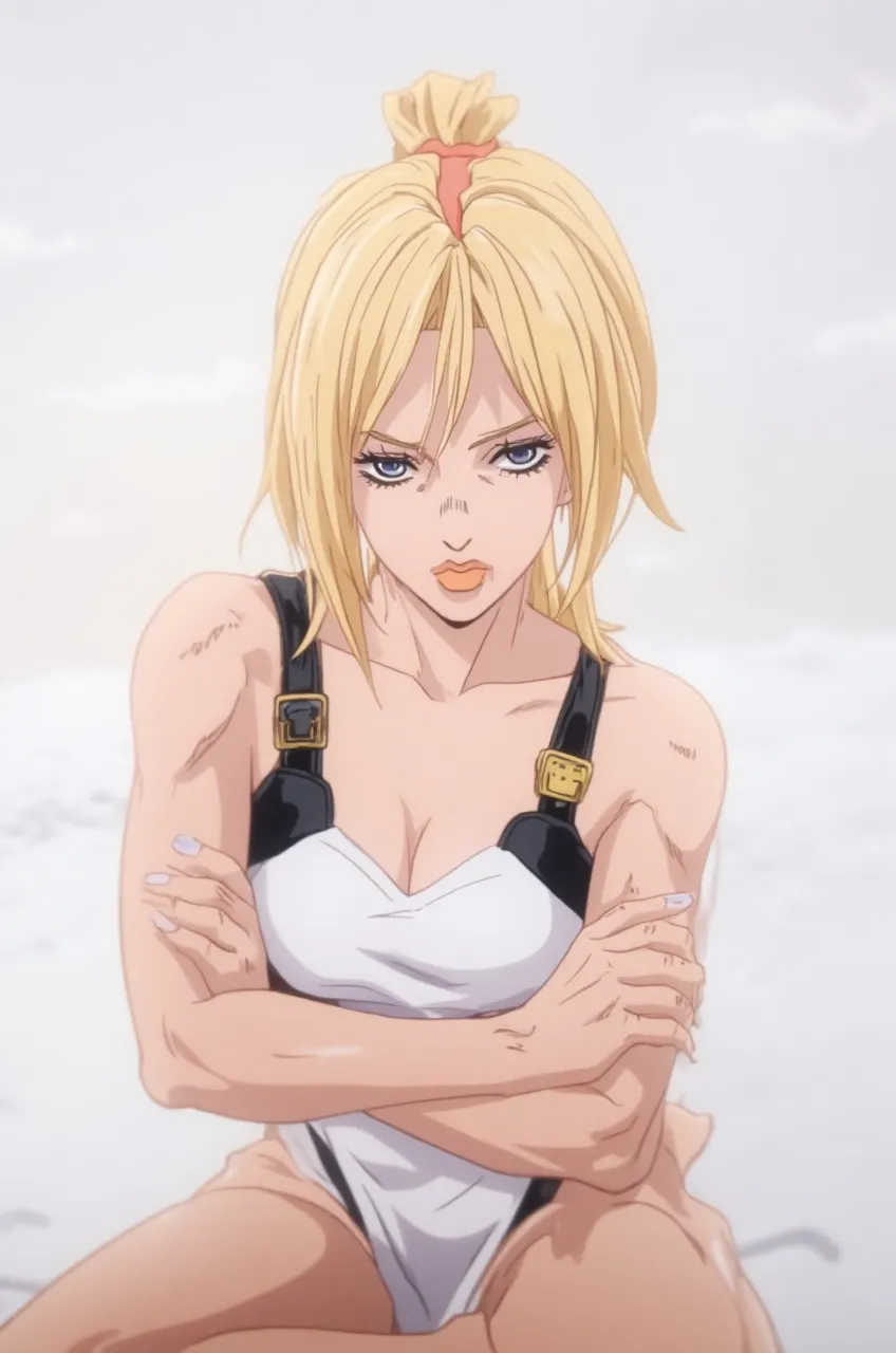 1 woman, rangiku matsumoto, long blonde hair, big breasts, blue eyes, ((detailed eyes:1.2)), sexy, sensual, sleeveless, sideboob, masterpiece, top quality, best quality, official art, beautiful and aesthetic:1.2), extreme detailed, colorful, highest detailed