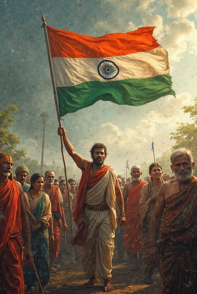 Person with Indian flag, the person is writer
