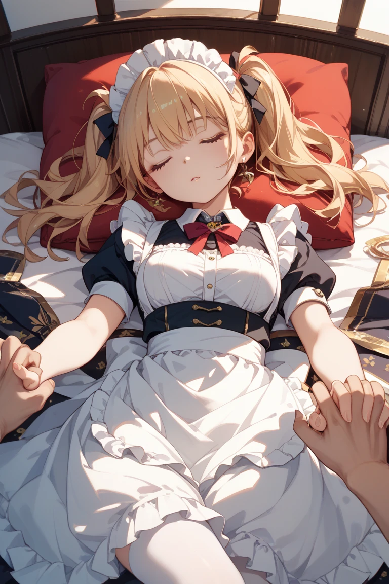 multiple girls, 6+ girls, (pile of corpse, aligned in row:1.2), perfect anatomy, mami tomoe, big breast, tearing up, closed eyes, skirt fluttering, white panties, torn clothes, scenery