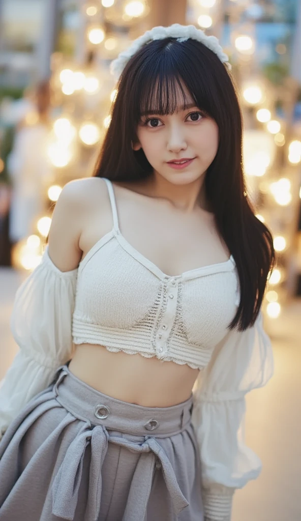 The most beautiful girl in the world、Black Hair Elf、Breasts are D cup、mini skirt、White Shirt