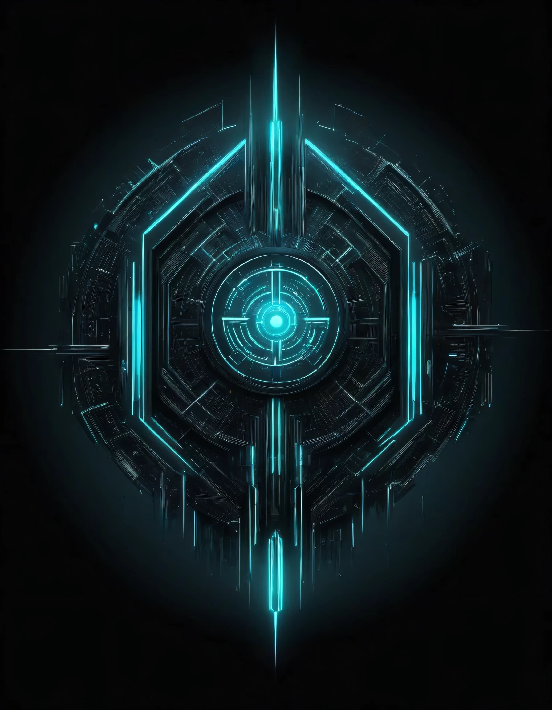 Logo design for a powerful corporation in a cyberpunk world. Aesthetics must convey high technology, absolute control and an imposing presence in futuristic society. The logo should be minimalist but impactful, with elegant geometric shapes and a clean and futuristic typography.
The central symbol can represent technological domination, like a monolithic tower, a vigilant digital eye, a stylized circuit or abstract emblem that suggests corporate power. It can include subtle neon details in cold tones such as blue, white or cyan, environment but with a black or metallic base to reflect its seriousness and authority. It has a black background
The name of the corporation must be written in a modern sans-serif font, with possible glitch effects, lighting or a holographic style to reinforce the cyberpunk. The design should feel like the emblem of a mega-corporation that controls the economy, technology and the lives of millions in a dystopian future.