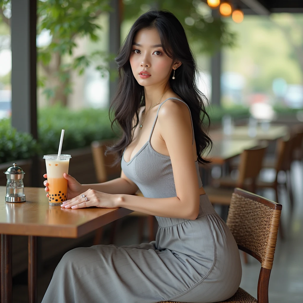 araffe woman sitting at a table with a cake and a drink, gorgeous young korean woman, beautiful asian girl, with a seductive smile, beautiful south korean woman, korean girl, lovely woman, anime thai girl, beautiful young korean woman, asian girl, young and cute girl, attractive girl, cute woman, a cute young woman, a young asian woman