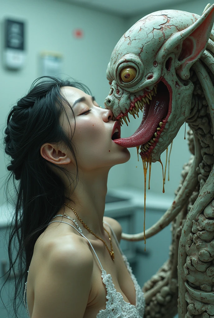 A person with a strange face and a strange head asian woman, - SeaArt AI