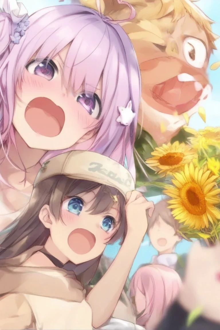 ( 4 diferent girls),4 Girls with pink hair, long double-tailed hairstyle, ((small bushy eyebrows)) walking to school, naked pussy, flirty smile, close up view from below on her crotch, mons pubis in the foreground, very close up to her mons pubis, hands on her tummy , bubbling semen on her pussy
