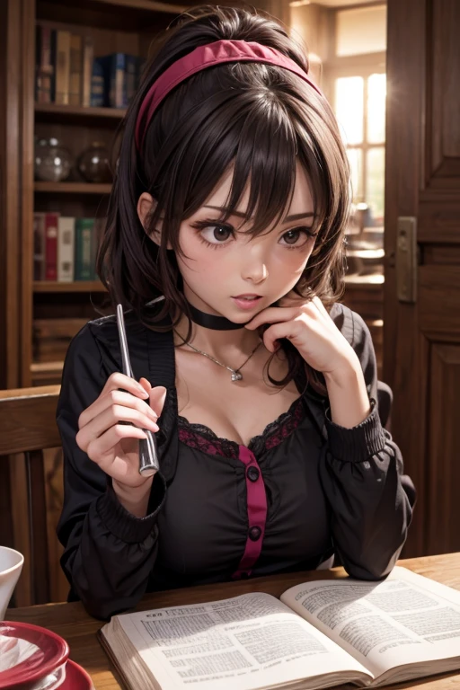 (1girl, solo, masterpiece, 4k, best quality:1.2, (cowboy shot), best quality:1.2, NICE HANDS, COLORFUL, (perfect hands, perfect anatomy)),
shinomiya_kaguya, parted bangs, ribbon, red ribbon, hair ribbon, sidelocks, folded ponytail, dress, short hair, black dress, school uniform, shuuchiin academy school uniform, collarbone, long sleeves, neck ribbon, (((SMALL breasts, big hips, looking at the viewer, CLEAVAGE, TIGHT DRESS)), (((CLEAVAGE))), (((leaning forward, blushed, ashamed))),
((simple background, white background)), <lora:GoodHands-vanilla:0.7>