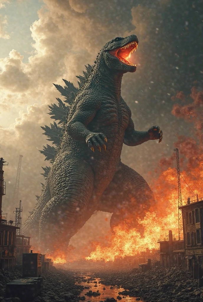 solo,godzilla,cool,terrible,breaking buildings,cloudy sky