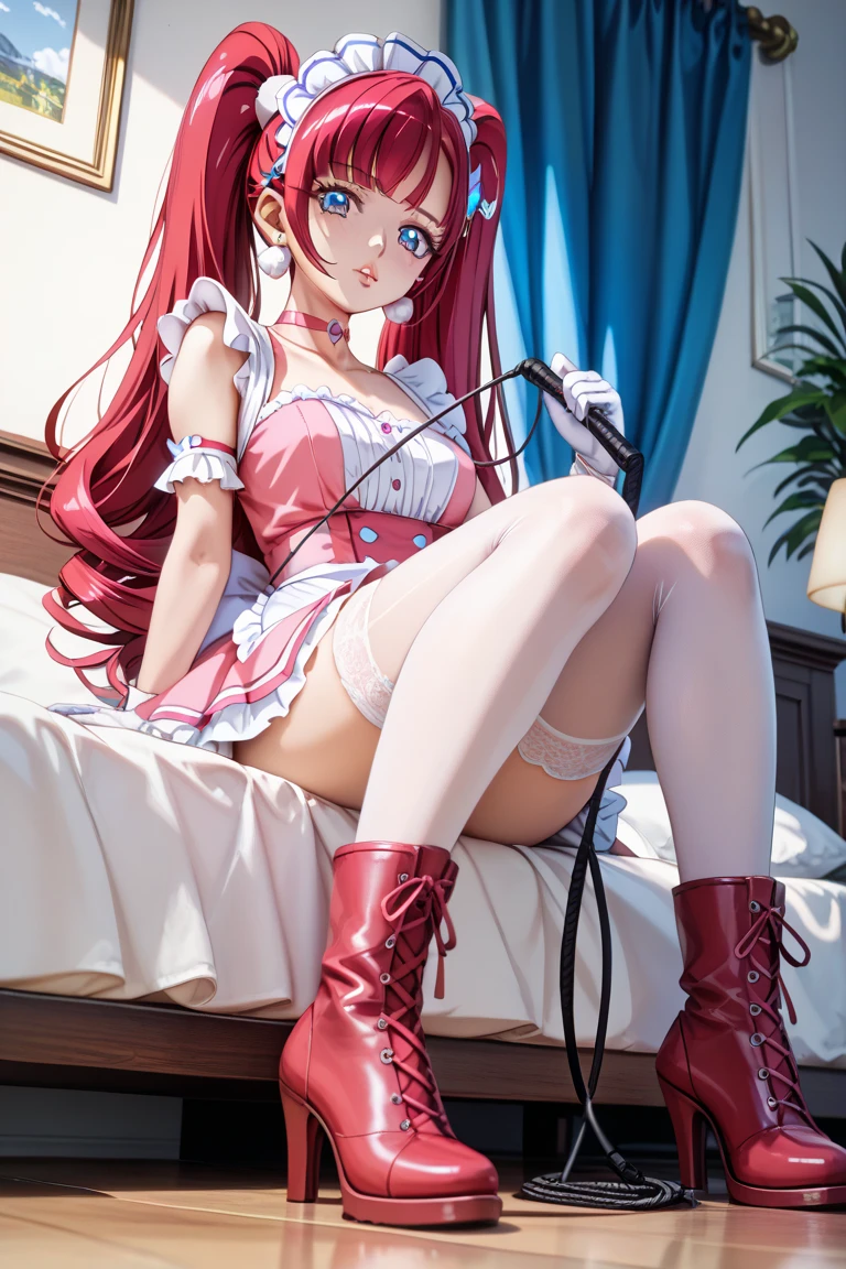 exposing soles of feet, lying down, soles of feet, M-shaped female, masterpiece, alone, alone, hair inhalation, torn clothes, , chain, navel, tear arm: 1.2), tightness, nipple chain, heart-shaped pupils, open mouth, handcuffs, handcuffs, gag, destroyed toilet, white, white bra
