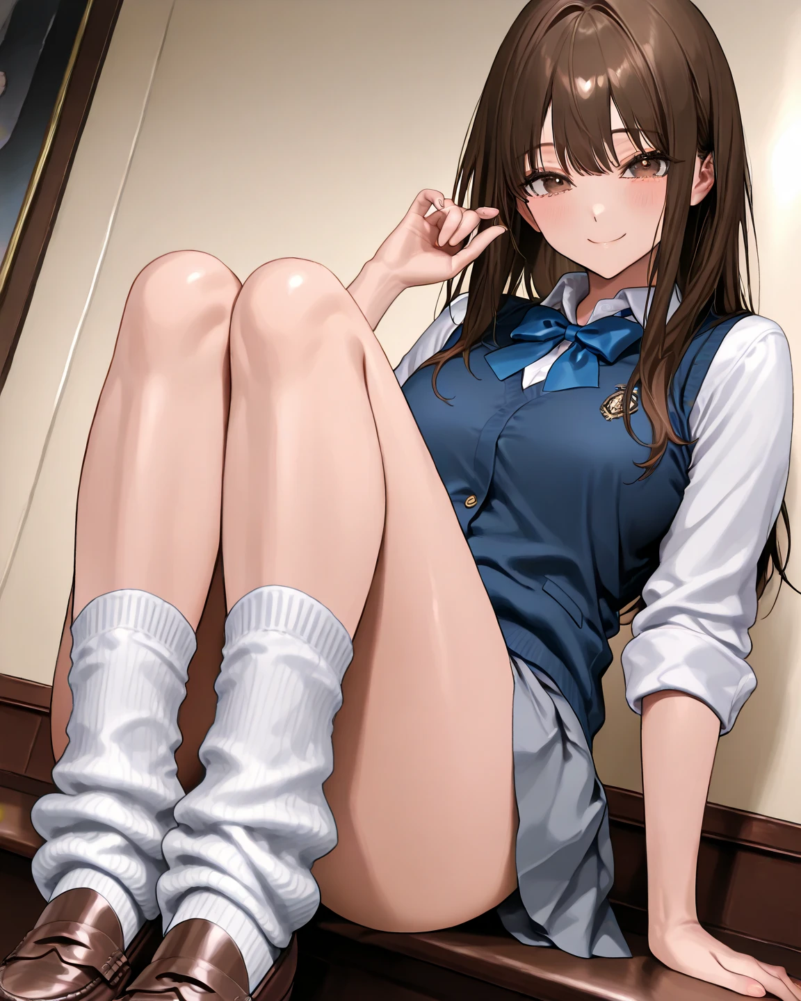masterpiece,best quality,highres,highly detailed,ultra detailed,detailed face,
1girl,(kasumigaoka utaha:1.2),solo,pantyhose,partially undressed,long hair,full body,black pantyhose,torn pantyhose,hairband,looking at viewer,brown hair,brown eyes,bangs,blush,breasts,(large breasts:0.65),red eyes,<lora:Misaki Kurehito_XL:0.8>,misaki kurehito,school uniform,dark blue and purple jacket,long sleeves,skirt,pleated skirt,
arms up,bdsm,belt collar,bondage,bound,breath,cameltoe,clothes lift,collar,handcuffs,cum,cum on body,cum on breasts,cum on hair,cum on upper body,embarrassed,facial,female focus,grion,indoors,leg up,legs,open mouth,panties,panties under pantyhose,bra,restrained,sitting,sweat,thighs,underwear,(slim legs:0.6),