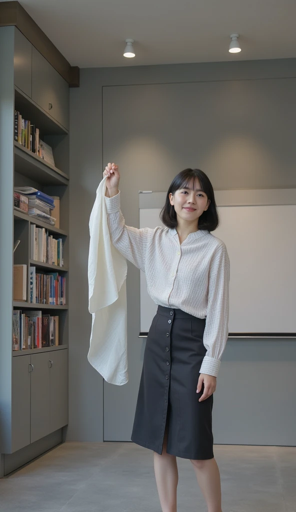 (Wearing a business jacket:1.8),look at the camera with a smile、(Wearing panties)、woman, 20-year-old, Short Hair