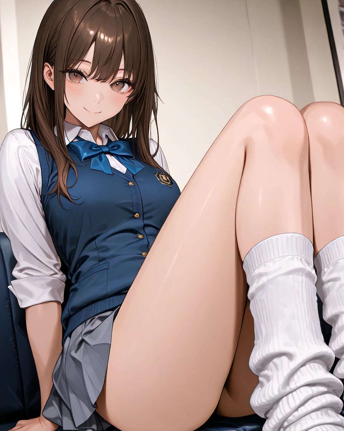 ((a woman straddling to hit her crotch front from over the panties against the pipe, drooping eyes, round face)), ((fat, full-briefs, full-coverage-panties)), surprised face, open legs, raise leg, (drooping eyes, realistic skin), workers clothes, shirt, skirt, tiny earrings, in the narrow factory, machines, hair up, angle from below,