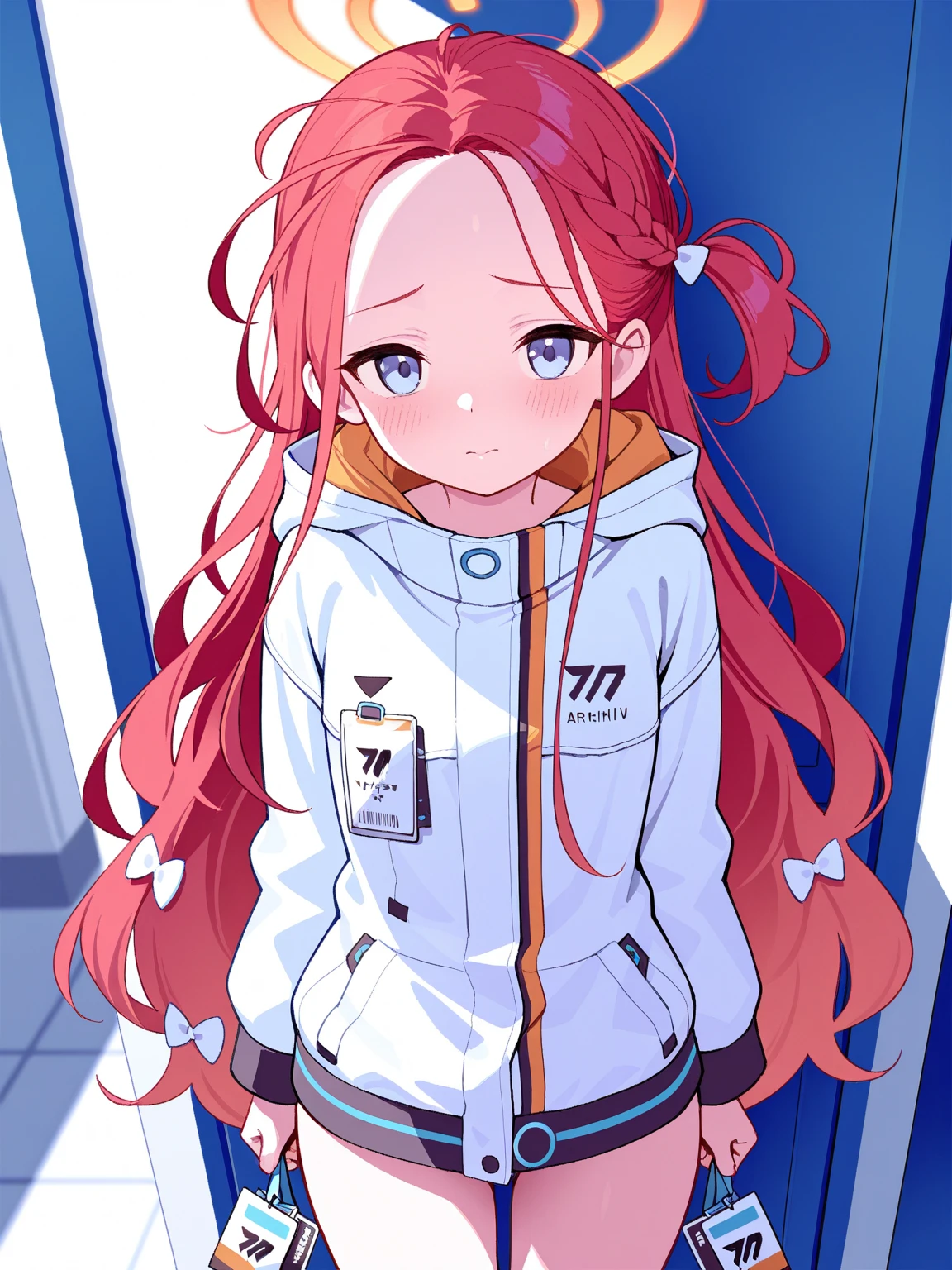 (extremely detailed CG unity 8k wallpaper),(masterpiece),(best quality),(ultra-detailed),(best illustration),(best shadow),(absurdres), <lora:remi-11:0.6>, Remi, 1girl, solo, shorts, track jacket, upper body, pink hair,  red eyes, bangs, open mouth, looking at viewer, long hair,  cowboy shot, anime coloring, twintails