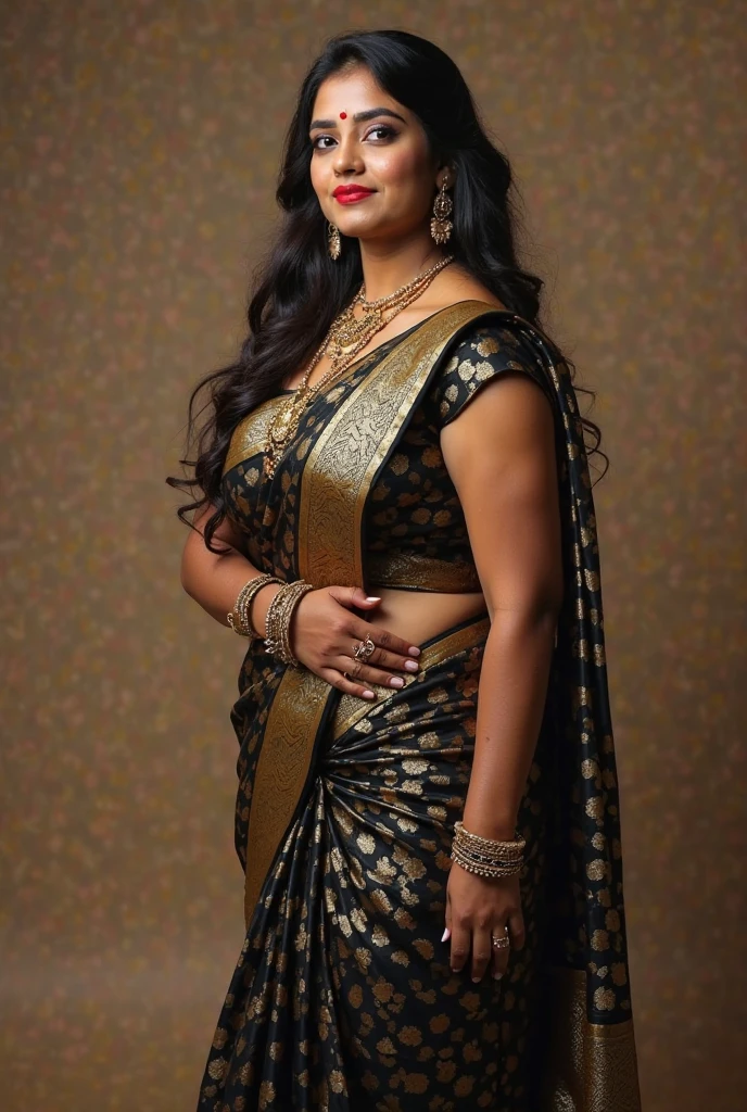 21yo girl, black hair, walking in a moonlit courtyard, exotic girl, bbw chubby indian women, looking at the viewer, shining skin, perfect lighting, the embodiment of grace and elegance, (saree ), clear details, beautiful, detailed eyes, detailed pupil, volumetric lighting, Ultra Detailed, unity 8k wallpaper, ultra detailed, aesthetic, masterpiece, best quality, photorealistic smiling, marriage function,