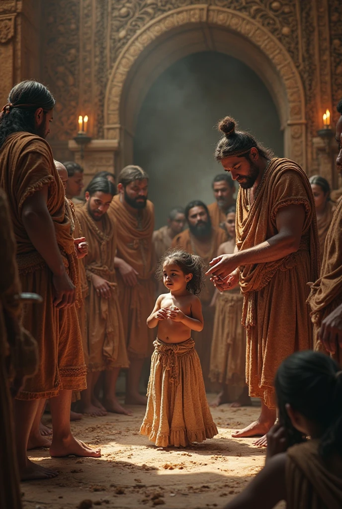 The fallen Kauravas gather around, frustrated and angry. They glare at 5 years old Bhima but are too scared to confront him directly, leading them to plot against him.
