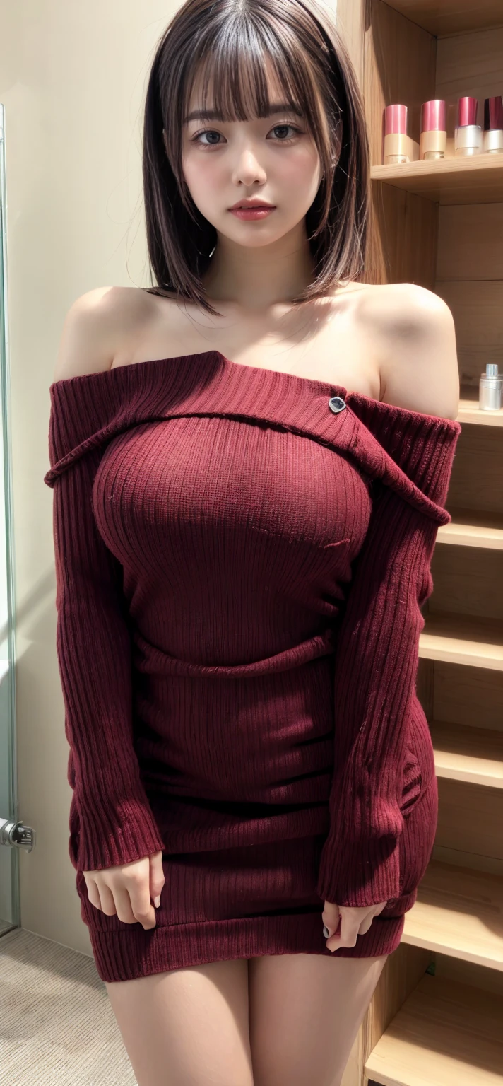 (((Masterpiece:1.4, best quality:1.4, 8k, Ultra high resolution, Physical rendering))), full body image, Very beautiful and sexy girl, perfect style body, 24 yo, (Beautiful large eyes.), Fine thin eyebrows, Highlights in the eyes, ((My hair is parted in half, dark brown.)), Highly detailed facial and skin textures, Focus clearly:1.2, Slender and beautiful:1.4, ((gigantic bust:1.7, Erect nipples:1.2)), Slim stomach:1.1, small waist:1.2, clear face, (No makeup), (((black knit dress, off shoulder, Whole set:1.4, :1.4, The legs are beautiful, slender and long.))), (clear black stockings), (((Beautiful pussy details revealed:1.4, pubic hair:1.5))), (((Wet pussy:1.4, cum in pussy:1.5, A cloudy liquid dripped from her pussy to her thighs.:1.5, Spread:1.2,))), (smile:1.3, red blush:1.2, Raise her chin.:1.2), (Stand with your legs spread wide.:1.4), (from below:1.1), (look at viewer:1.1), ((Beautiful night view:1.4)), ((Cherry blossoms bloom at night:1.4)), ((Cherry blossoms at night:1.4, Balcony seating, lamp, warm light)), (Falling cherry blossoms, cherry blizzard:1.4), (Sakura Fubuki:1.4), (starry sky:1.3), (Surrounded by cherry blossoms in full bloom.), (The background is full of cherry blossoms.:1.4),