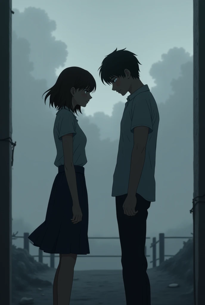 Japanese couple, young couple breaking up , realisitic.shorth hair.