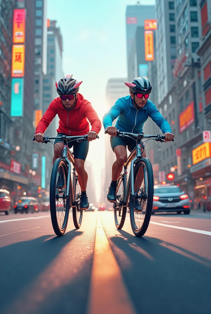 A man ride 2 bikeks