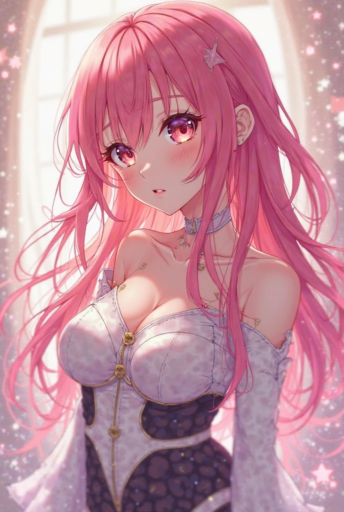 (masterpiece, best quality, beautiful and aesthetic:1.3), , 1 girl, Happy,  smirk,  (Claret hair Gradient pink hair:1.6), Absurdly long hair, half updo half up half down, wavy end, shiny hair, Flowing hair, (Deep purple eyes), Exquisite eyes, Aqua eyes, Super high detail eyes, long upper eyelashes, cosmetic, focus on face, Very rich facial details, Pretty Face, Perfect breasts, Hot body, (The skin texture is delicate:1.2), white Wedding dress, Lace-trimmed dress, transparent, Wedding dress, outdoor, White Rose, garden, morning, Everlasting, Very detailed, 