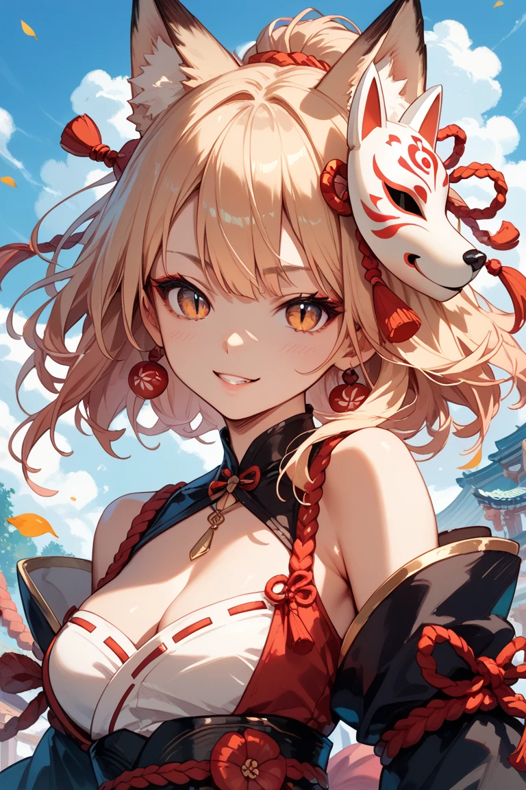 Fur, Japanese umbrella, kabuki, kabuki makeup, rabbit ears, pigtails, small, kabuki costumes, nipple seals, female gaki, thick eyebrows, thin waist, beautiful blonde, braids, (masterpiece), ((highest quality)), (super detailed), girl, (beautiful eyes)), beautiful detailed eyes, clean and detailed face, five fingers, textile shading, perfect anatomy,