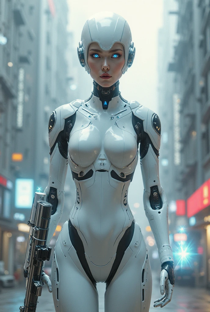 Female cyborg walking down the street in a crowd of people in the big city, defile show, high quality, best quality, absurdres, masterpiece, beautiful, intricate details, 1/2 body crop, slim body, beautiful figure, magnificent anatomy, (intricate details:1.12), HDR, (intricate details, hyper-detailing:1.15), (natural skin textures, hyper realisitc, soft light, Sharp:1.2)
