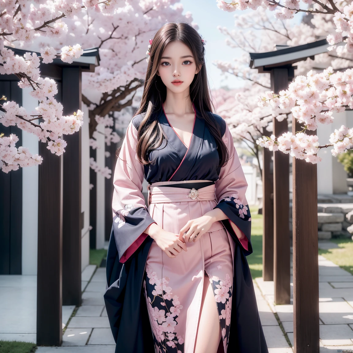 masterpiece, highest quality, High resolution, Venus 1, a girl, alone, Tsuko Kamato, bamboo, gag, balck hair (brown), checked belt, gag, gag, Gradient balck hair, balck hair Ribbon, Haori, japanese clothes, very short kimono, Long balck hair, looking up at the audience, Multicolored balck hair, pink eyes, Very short pink kimono, Pink Ribbon, Ribbon, alone, (((masterpiece)), crowd, meeting, oni'is sweet, wenn oni ihre Wangen aufbläst, anger, eyes wide open, very wide hips, The thighs are very thick、naked、全naked、Erotic style、oni sind ausgesetzt