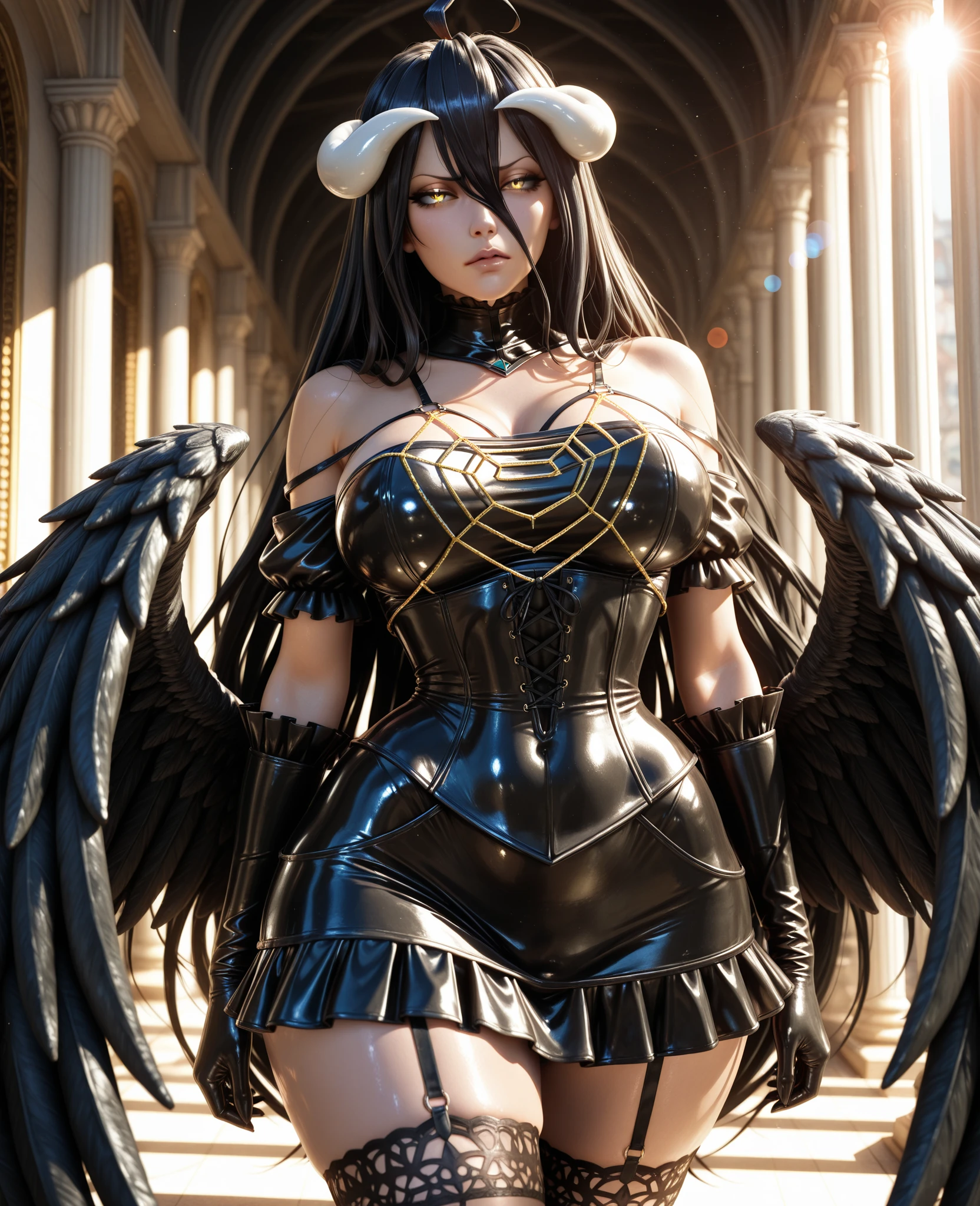 (masterpiece), (top-quality), (top-quality), masterpiece, (High Definition CG Illustration), ((extremely delicate and beautiful)), (Since a while ago), Cinematic Light, Grotesque Machine Girl, super realistic details, portlate, globalillumination, ultra-sharp, Convoluted, ornaments detailed, cold color, metals, highly intricate detail, Realistic light, radiant eyes, neon details, Mechanical limbs, blood vessels connected to tubes, Pipe connected to the crotch, Mechanical vertebrae attached to the back, mechanical cervial attaching to the neck, sitting on, Wires and cables connecting to the head, Smaller breasts, Small-eyed buttocks, ((lamentation)), ((Angel wings)), Emphasis on mechanical skeleton, (((Emphasis on mechanical interiors))), (Put a little emphasis on mechanical bones) ,teats, No pubic hair, (((realisitic))). Interior of the Church Cathedral at night lit by candles, Tears of blood, Soft breasts and buttocks and face, Limbs are restrained