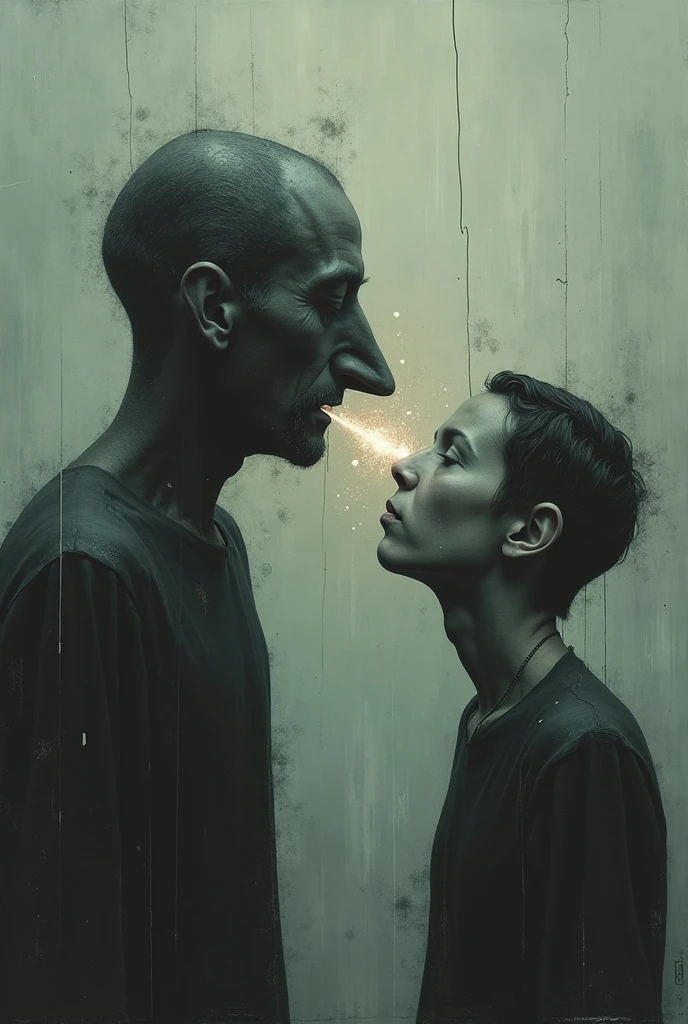Man with glasses kissing a penis
