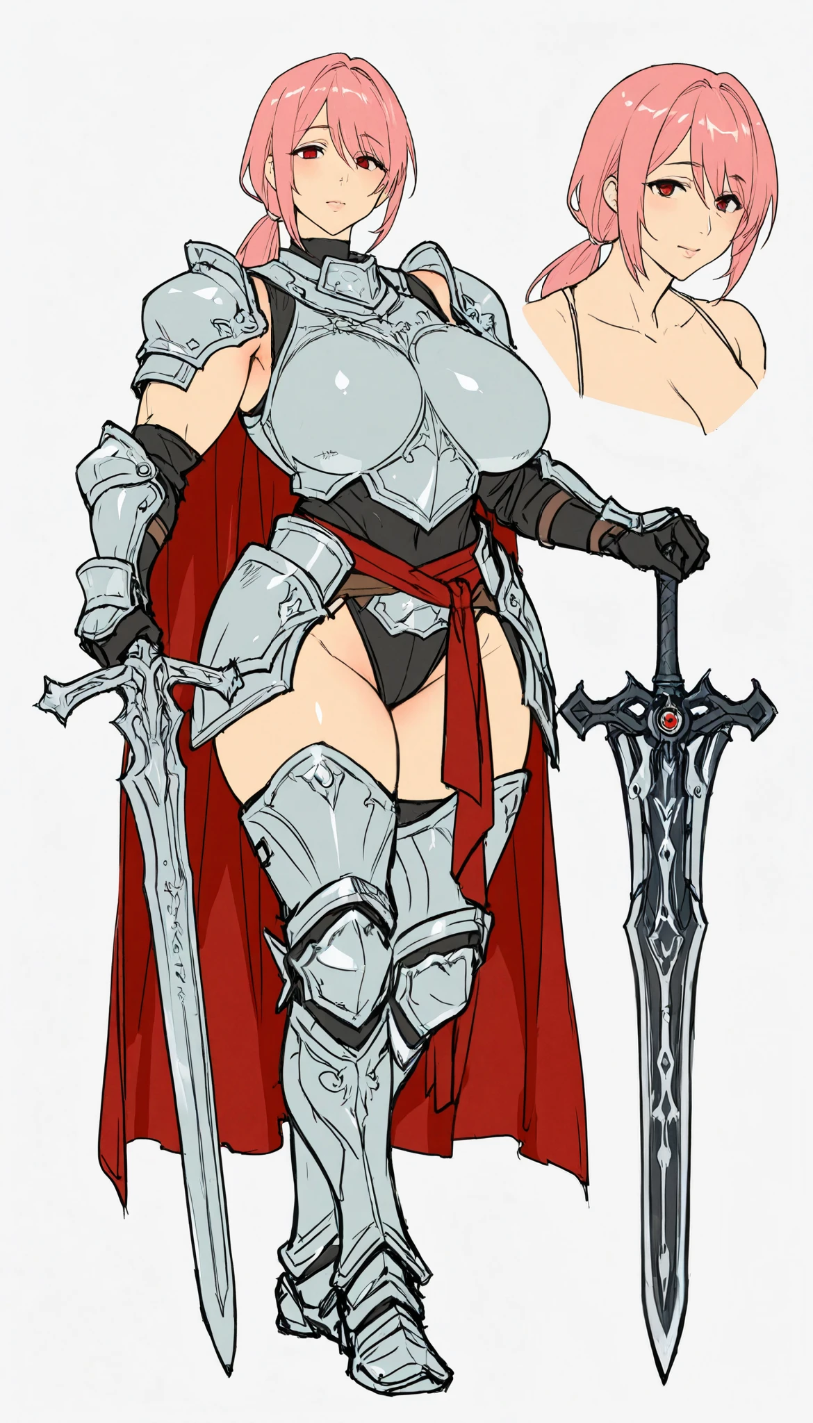 Anime character with sword and armor standing next to another character ...