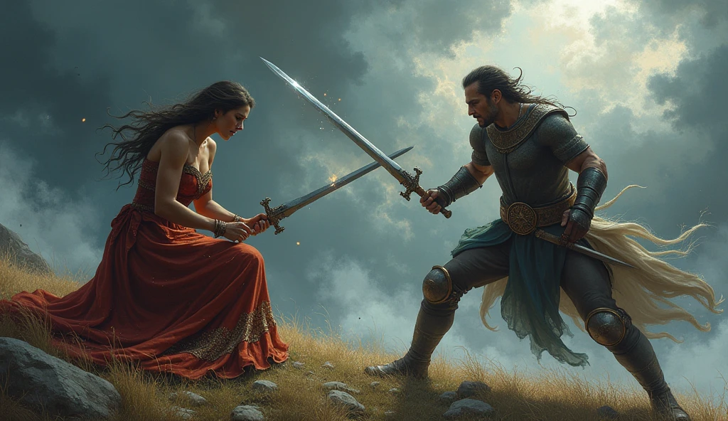 warrior man with bow and arrow with black power hair having his big feet kissed by his servant  