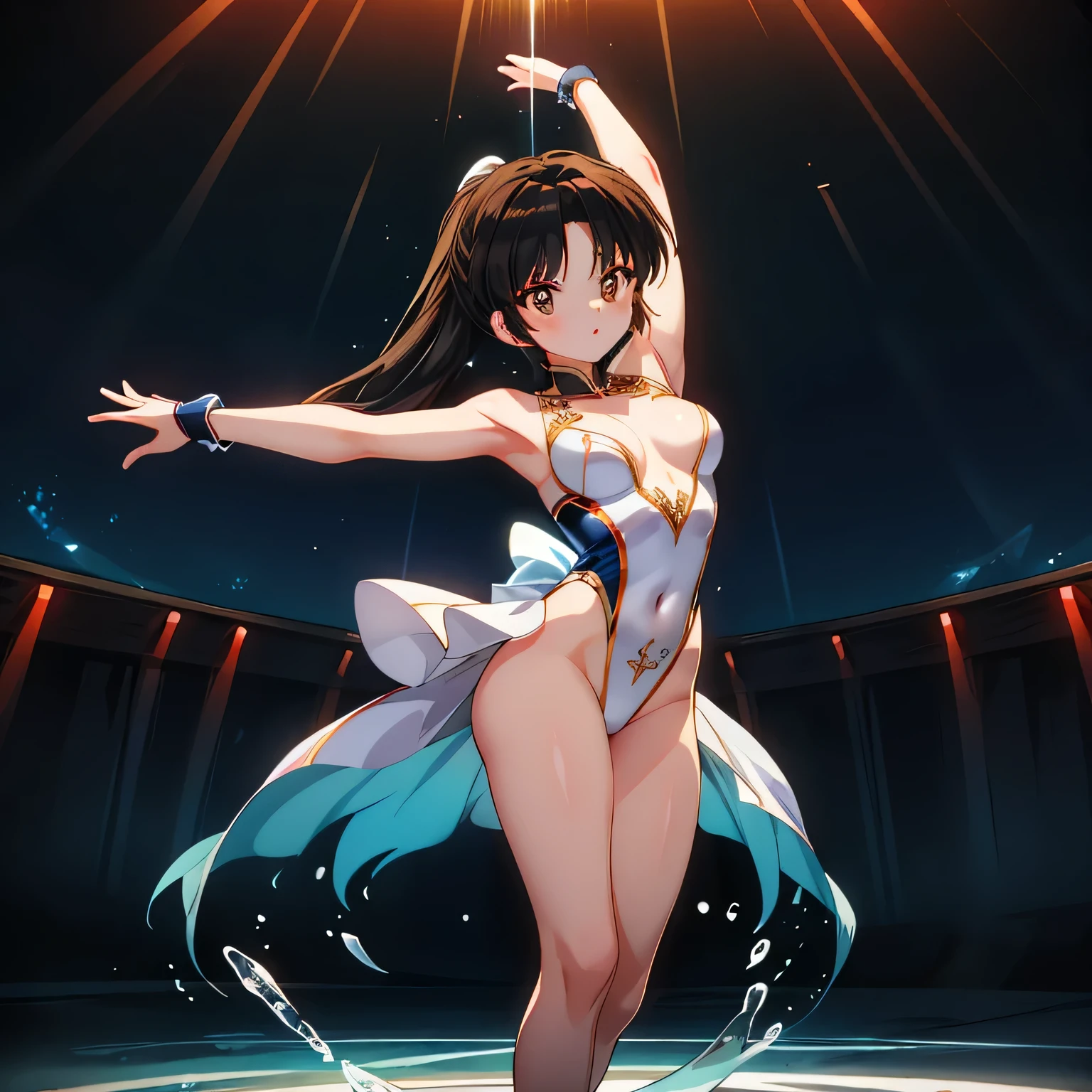 Colored cellophane girl surrounded by shark fin jelly、Amazing dynamism、Amazing Angle、Unstable buoyancy and shiny sandstorm、condensation、((((A lot of friendly large prism lenses floating and chasing each other))))、((surround each other&#39;big shingen mochi))、(((large prism mirror)))、Oversized branching colored cellophane、