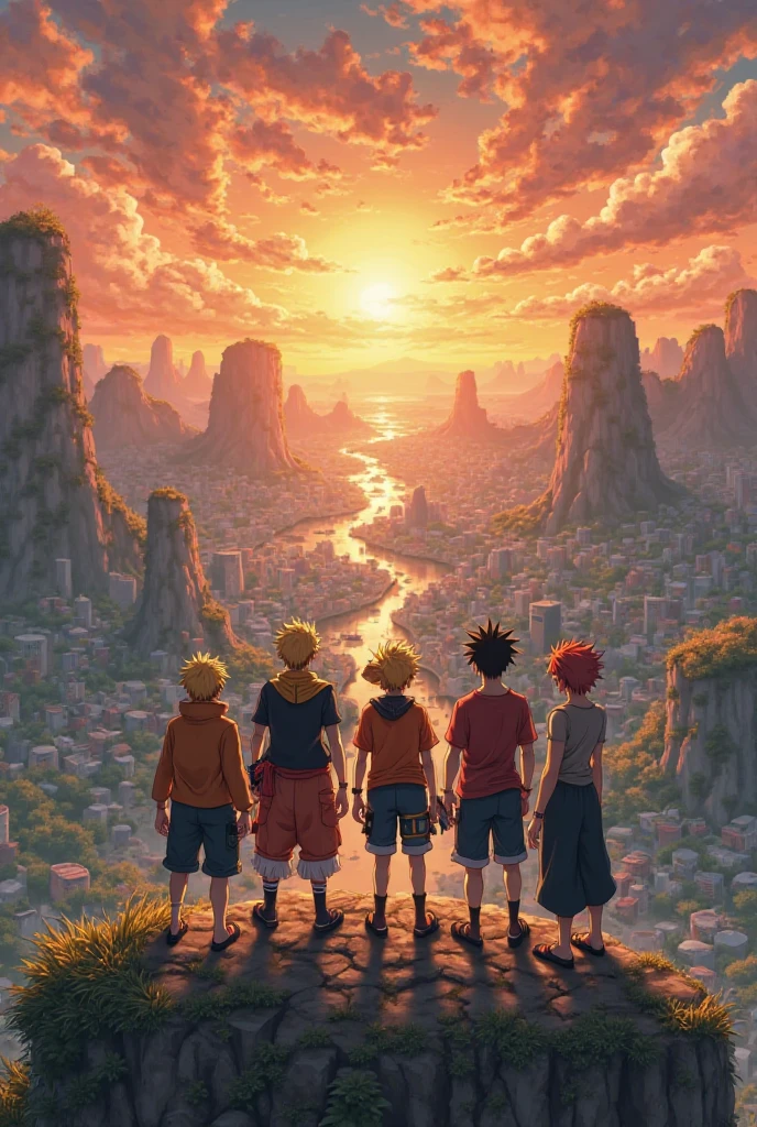 A group of young mutants, each with a different ability (fire control, telekinesis, super speed), joined, looking towards the horizon with determination.
