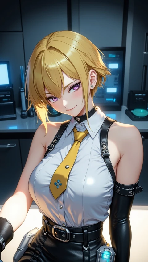 (Highest quality, 8k, 32K, masterpiece, Ultra-high resolution,:1.2),to be born, One Girl,So cute , Fantasy background like a news studio, clear, Shining Eyes, Age 25 ,Fair skin, Golden Hair Girl, A beautiful girl like a fox, Slanted Eyes, , An innocent smile, Grinning short hair, Large Breasts, announcer, news caster