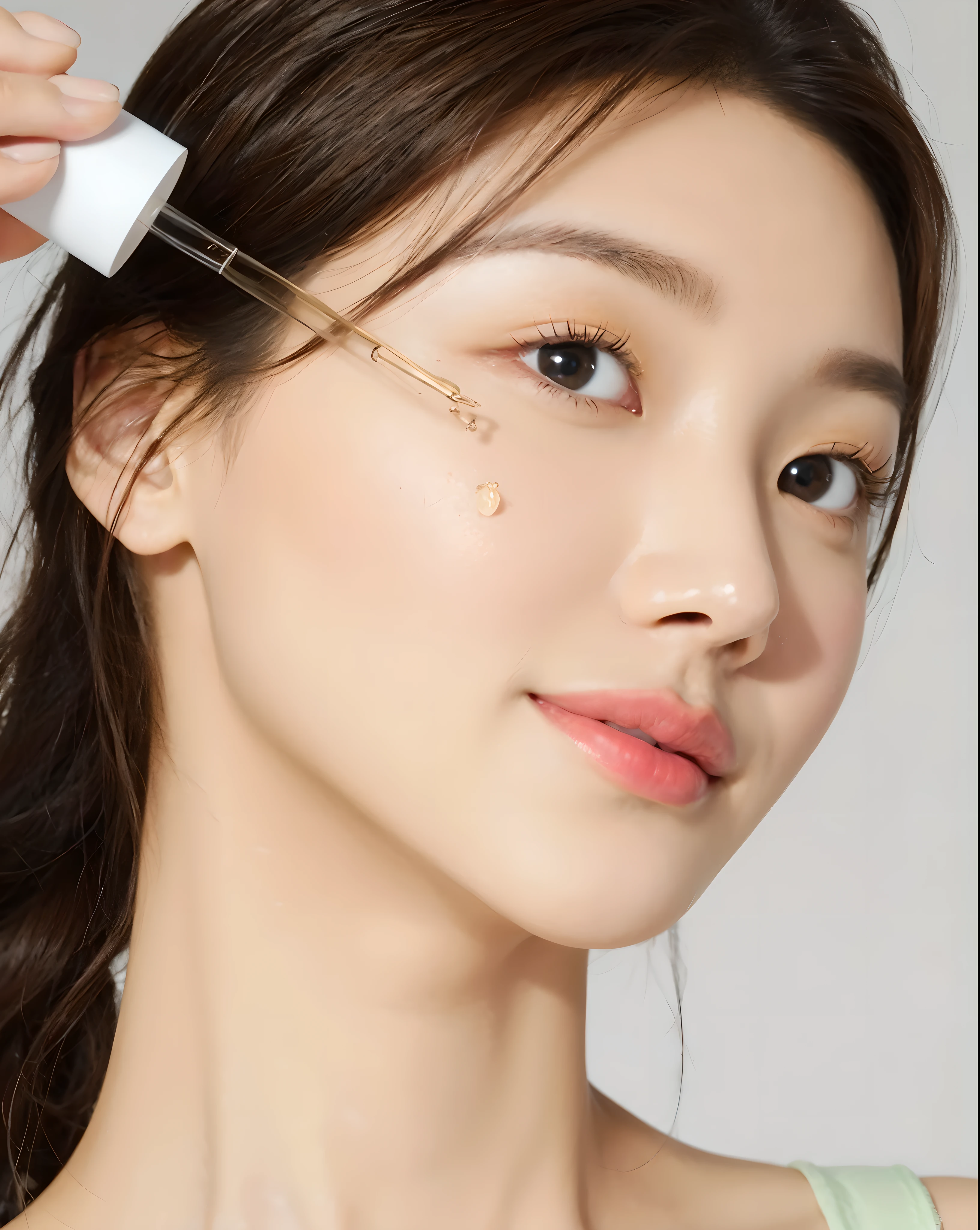 (((masterpiece))), (((best quality: 1.4))), ((super detailed: 1.4)),  

A woman is applying her eye with a liquid, popular korean makeup, popular south korean makeup, photoshoot for skincare brand, dewy skin, face cluse - up, skincare, korean face features, young adorable korean face, wan adorable korean face, beautiful south korean woman, gorgeous young korean woman, bae suzy, korean woman, beautiful young korean woman, glowy, Black Pink, Liza,    

Masterpiece, ultra detailed, realistic, photo realistic, high detail RAW color photo, professional photograph, extremely detailed, finely detail, lens flare, Dynamic lighting, 8k, RAW Photo, Best High Quality, Masterpiece: 1.2, Ultra HD: 1, High Detail RAW Color Photo, Pro Photo, realistic, Photo realistic: 1.5, Live Photo, Super detailed, Masterpiece, Real Skin, realistic Skin, realistic HD Eyes, Highly detailed Eyes, Perfect Eyes, Perfect face, Perfect fingers, extremely detailed face, extremely detailed eyes, extremely detailed skin, perfect anatomy, (non-muscle type:1).