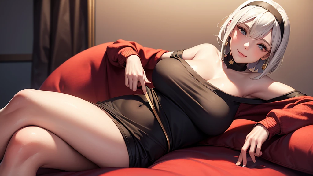 White hair big breasts, no panties, no bra