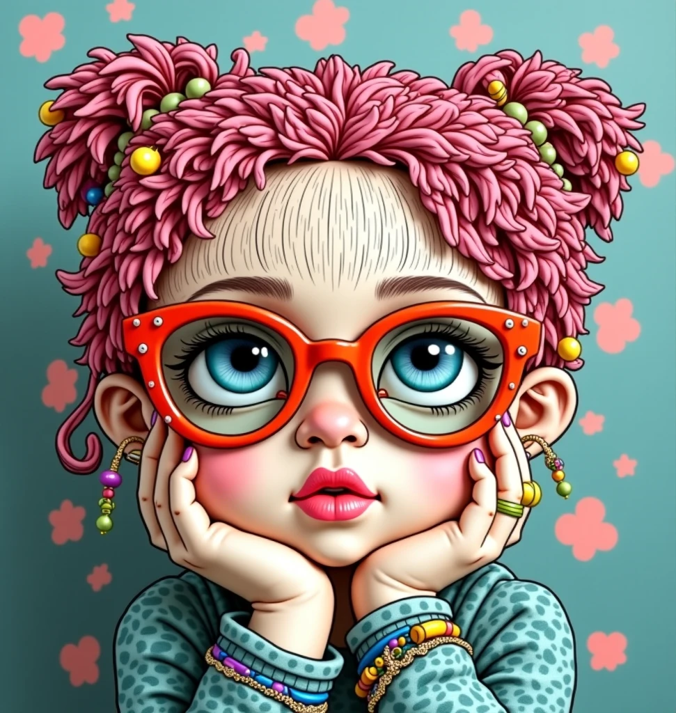 a CHILD girl with a pink hairstyle, little girl with magical powers, painting digital adorable, Arte digital 4K realista, Arte digital 4K realista, Retrato VFX altamente detalhado, retrato da menina de glowwave, Arte digital alucinante, 4k symmetrical portrait, 4k symmetrical portrait, Arte digital alucinante, Arte digital 4K perturbadora