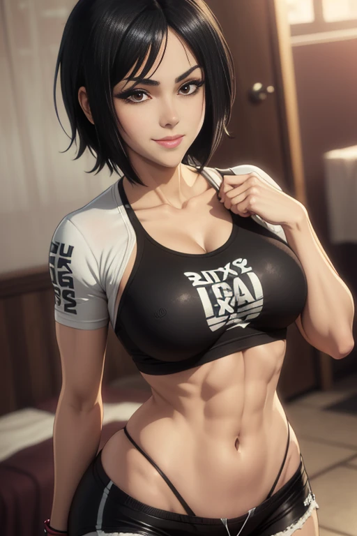 (best quality) Detailed sportswear girl, wearing an intricate leggings and sports the abs, while the chest tattoo adds a cinematic touch to the scene amidst the ((black tattoo)), and cinematic lighting perfects the overall ambiance, highlights beautiful face,((art)),side shaved hairstyles