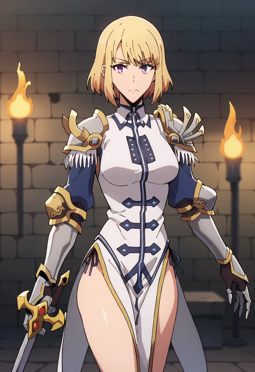 (hyper extreme detailed:1),(masterpeace),(hyper extreme),(photorealistic),(colour:1.2),beautiful lighting,light from the front, simple background,eye highlights,solo,(perfect anatomy:1.4), indoor in church,full body, <lora:JeannedArc_V2:0.8>,jeannedarc \(azur_lane),blond hair,hair up,blue eyes,white dress,white thighhighs,boot,saint