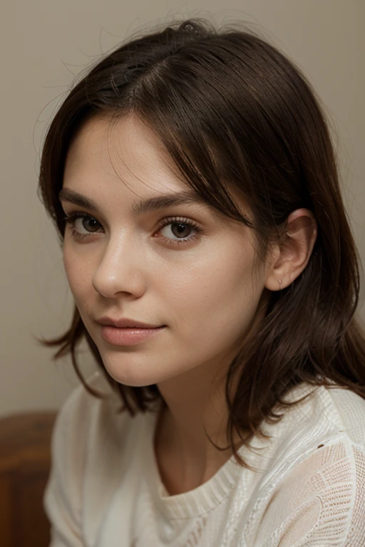 naked dark brown hair white realistic woman
