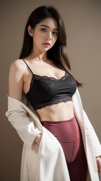 Female, 20 years old, short black wavy hair、bangss、Puffy nipple、Sexy Underwear